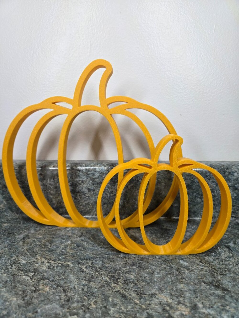 Orange 3D Printed Pumpkin Decor Set 2 Sizes Hollow Silhouette Fall Halloween